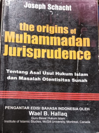 Image of The Origins Of Muhammadan Jurisprudence